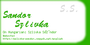 sandor szlivka business card